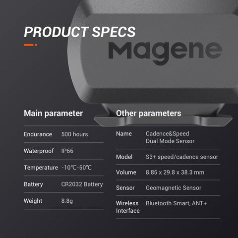 Magene Cadence Sensor Speed S3+ Speedometer ANT+ Bluetooth Computer Compatible with Garmin IGP Bryton  Bike Computer Wireless