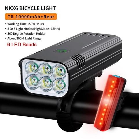 NATFIRE 10000 mAh Bike Light Rainproof USB Rechargeable LED Bicycle Light Super Bright Flashlight for Cycling Front / Rear Light