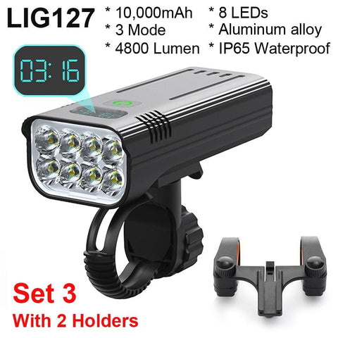 NEWBOLER Bicycle Light 3600 Lumens USB Chargeable Rainproof MTB Bike Light Set With 2 Holder 5200mAh Flashlight Bike Accessories