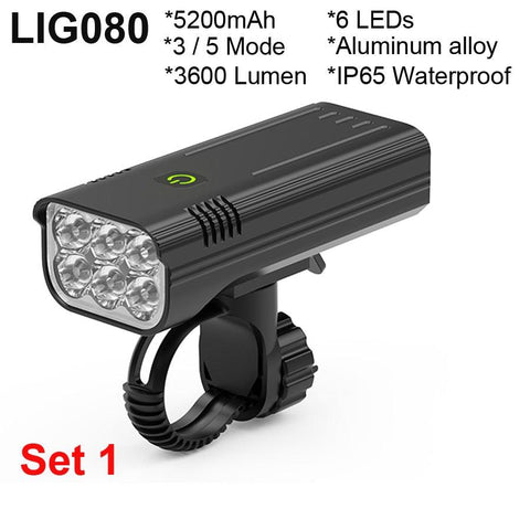 NEWBOLER Bicycle Light 3600 Lumens USB Chargeable Rainproof MTB Bike Light Set With 2 Holder 5200mAh Flashlight Bike Accessories