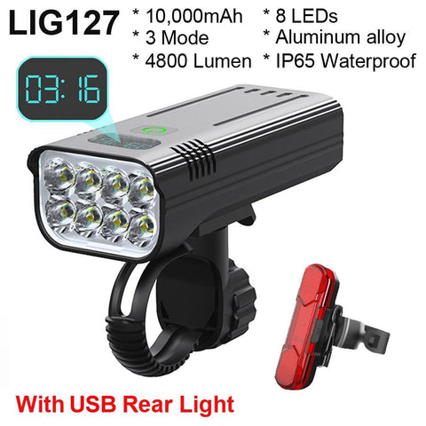 NEWBOLER Bicycle Light 3600 Lumens USB Chargeable Rainproof MTB Bike Light Set With 2 Holder 5200mAh Flashlight Bike Accessories