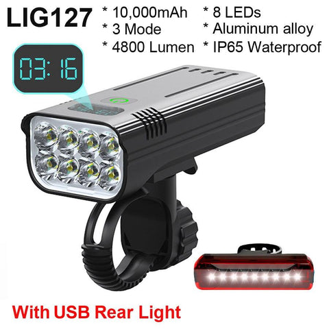 NEWBOLER Bicycle Light 3600 Lumens USB Chargeable Rainproof MTB Bike Light Set With 2 Holder 5200mAh Flashlight Bike Accessories