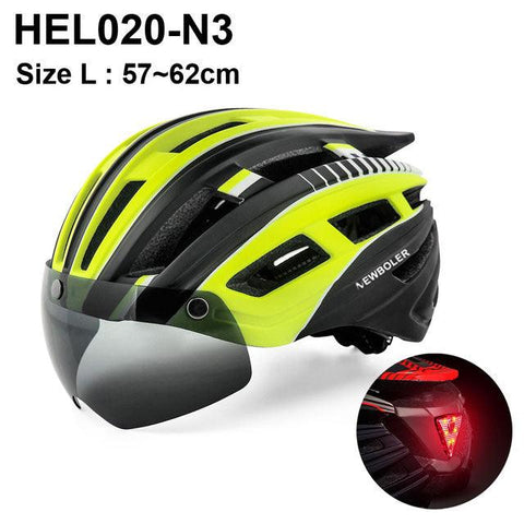 NEWBOLER Cycling Helmet Man Women LED Light Helmet Road Mountain Bike Helmet Lens For Riding Bicycle Sports Skateboard Scooter