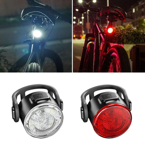 Red/White USB Rechargeable Cycling Taillight Front Bicycle Lamp 6 Modes Bike Warning Rear Light Safety Night Riding Bike Light