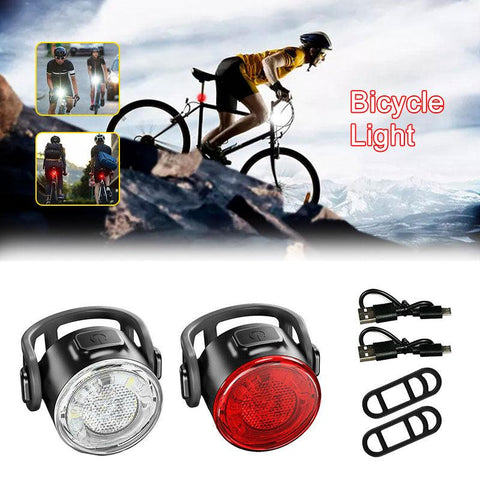 Red/White USB Rechargeable Cycling Taillight Front Bicycle Lamp 6 Modes Bike Warning Rear Light Safety Night Riding Bike Light