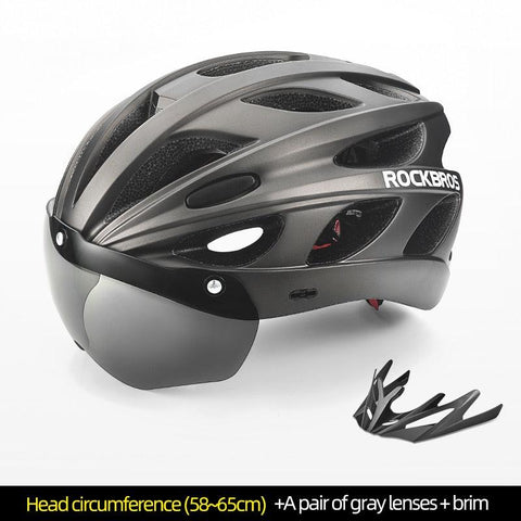 ROCKBROS Bicycle Helmet Men EPS Integrally-molded Breathable Cycling Helmet Men Women Goggles Lens Aero MTB Road Bike Helmet