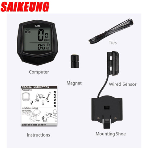 SaiKeung Bicycle Accessories Waterproof Wired Digital Bike Ride Speedometer Odometer Bicycle Cycling Speed Counter Code Table