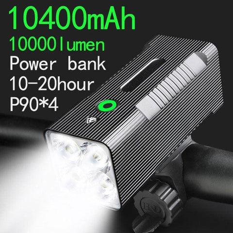 Super Bright Flashlight- Front Lights & Back Rear 10400mAh/12800mAh