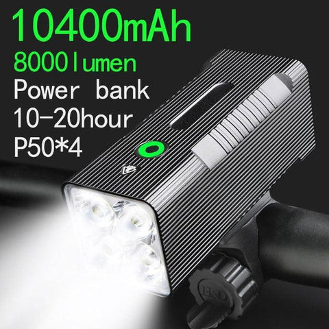 Super Bright Flashlight- Front Lights & Back Rear 10400mAh/12800mAh