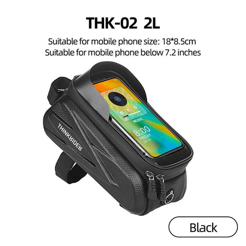 ThinkRider Bike Bag 2L Frame Front Tube Cycling Bag Bicycle Waterproof Phone Case Holder 7 Inches Touchscreen Bag Accessories