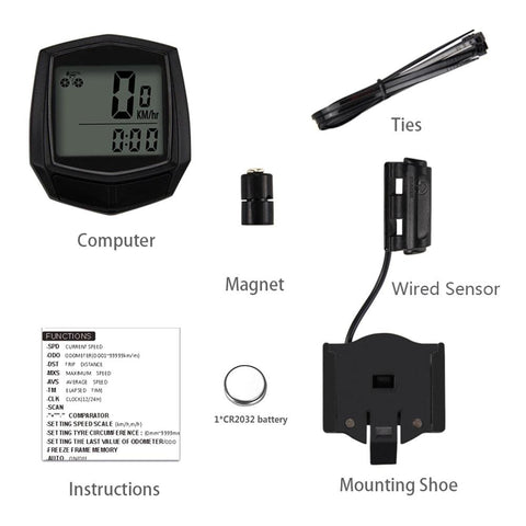 Universal Bicycle Computer Wired Speedometer Digital Waterproof Magnet Sensor Cycling Odometer Multi-Function Bike Accessories