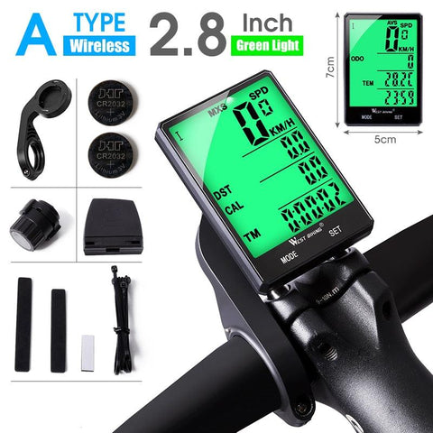 WEST BIKING 2.8" Large Screen Bicycle Computer Wireless Wired Bike Computer Waterproof Speedometer Odometer Cycling Stopwatch