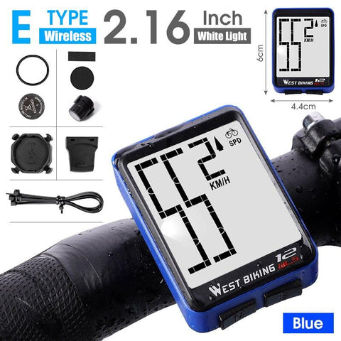 WEST BIKING Bike Computer Multifunction LED Digital Rate MTB Bicycle Speedometer Wireless Cycling Odometer Computer Stopwatch