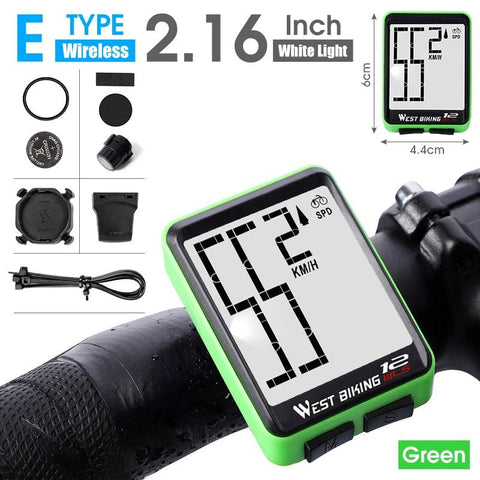 WEST BIKING Bike Computer Multifunction LED Digital Rate MTB Bicycle Speedometer Wireless Cycling Odometer Computer Stopwatch