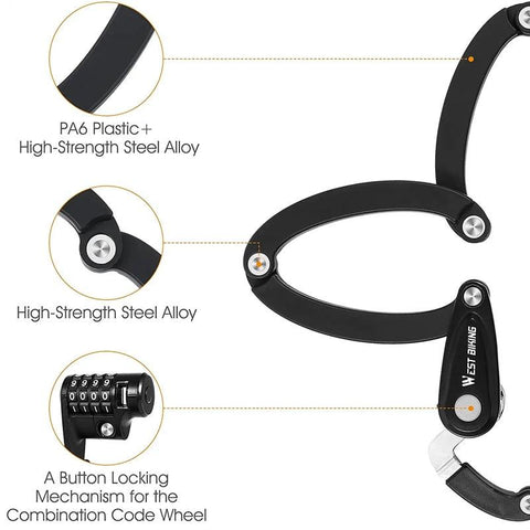 WEST BIKING Bike Foldable Password Lock