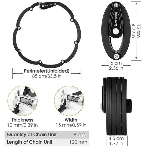 WEST BIKING Bike Foldable Password Lock