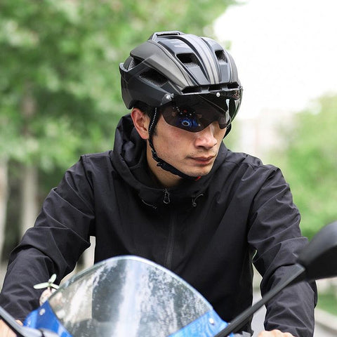 WEST BIKING Men Women Cycling Helmet With Taillight Goggles Sun Visor Lens Bicycle Helmet MTB Road Bike E-Bike Motorcycle Helmet