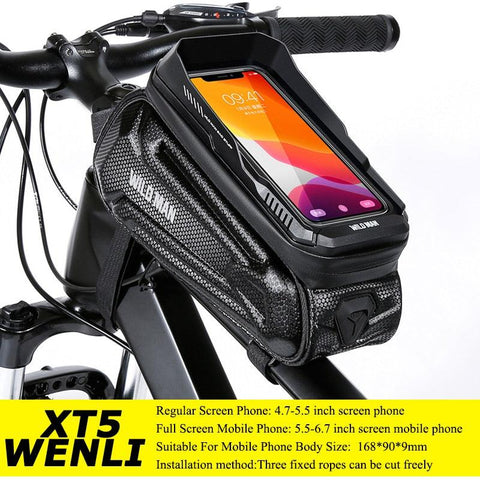WILD MAN Rainproof Bike Bag Hard Shell Bicycle Phone Holder Case Touch Screen Cycling Bag 6.7 Inch Phone Case Mtb Accessories
