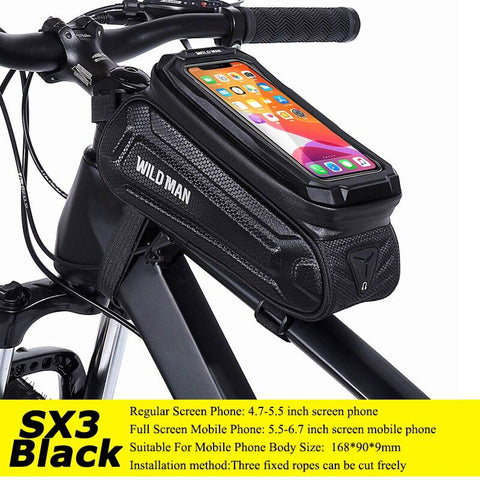 WILD MAN Rainproof Bike Bag Hard Shell Bicycle Phone Holder Case Touch Screen Cycling Bag 6.7 Inch Phone Case Mtb Accessories