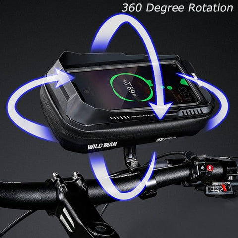 WILD MAN Rainproof Bike Bag Hard Shell Bicycle Phone Holder Case Touch Screen Cycling Bag 6.7 Inch Phone Case Mtb Accessories