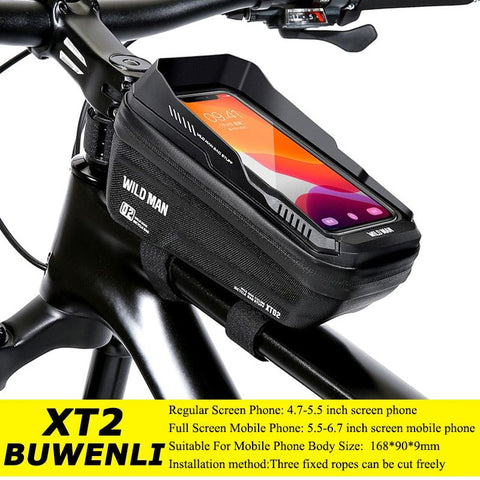 WILD MAN Rainproof Bike Bag Hard Shell Bicycle Phone Holder Case Touch Screen Cycling Bag 6.7 Inch Phone Case Mtb Accessories