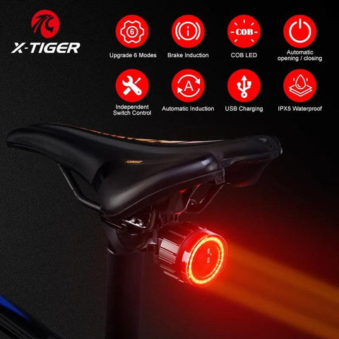 X-TIGER Smart Bicycle Taillight Ultra Bright Riding Safety Auto On/Off Safety Warning Bicycle Light Sensing Rear Lights