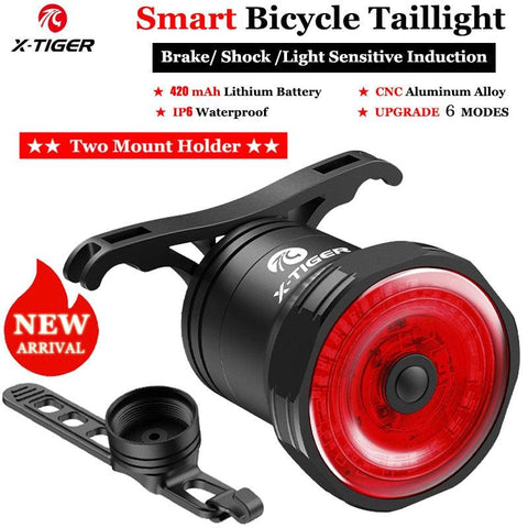 X-TIGER Smart Bicycle Taillight Ultra Bright Riding Safety Auto On/Off Safety Warning Bicycle Light Sensing Rear Lights