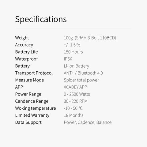 XCADEY XPOWER-S Road Bicycle Bike MTB Spider Power Meter For SRAM ROTOR RaceFce Crank Chainring 104BCD 110BCD