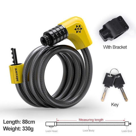 Xunting Bike Lock Coiled Secure Keys