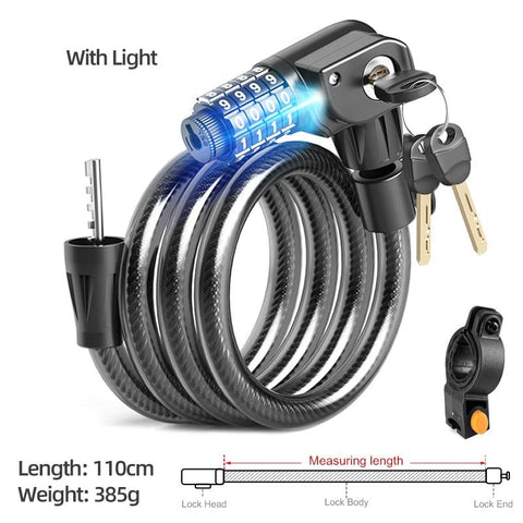 Xunting Bike Lock Coiled Secure Keys